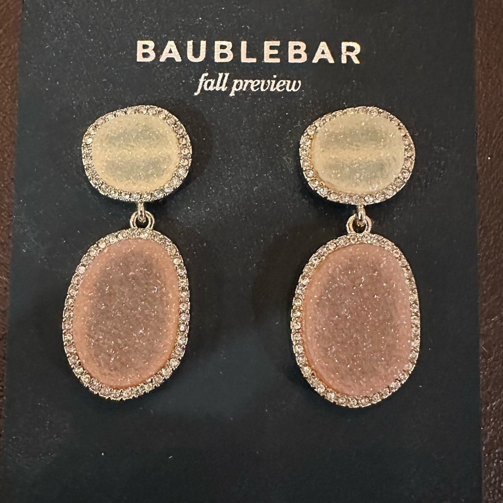 New Bauble Bar Yellow & Peach Druzy Drop Earrings